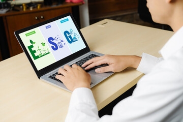 ESG environmental social governance policy for modish business to set a standard to achieve high...