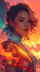 Portrait of a woman with vibrant colors