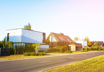 Luxury building in gated community. Pravate house in closed community. Construction of luxury...