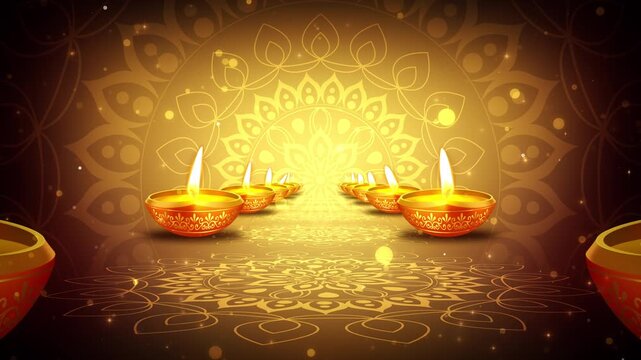 Diwali background animation suited for broadcast, commercials that can be used in Diwali Greeting videos, Deepavali, Dussera, Danteras, Shivratri, Navratri and other Indian Hindu Festival Videos also.