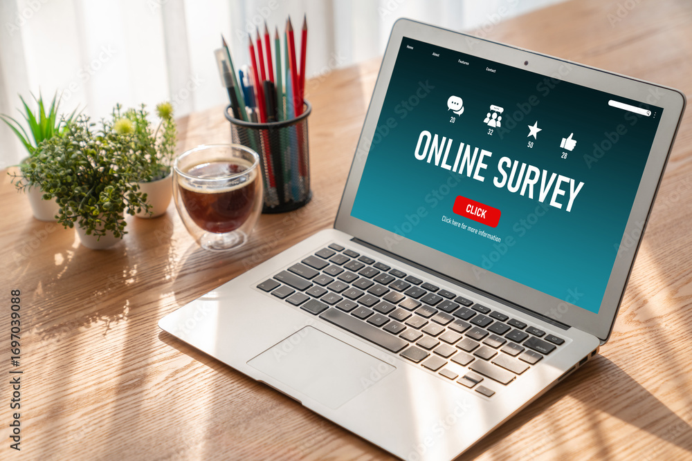 Poster online survey form for modish digital information collection on the internet network