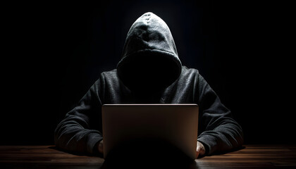 Vol informatique par un hacker image idéale pour artcle ou blog sur la sécurit informatique et le vol dedonnées