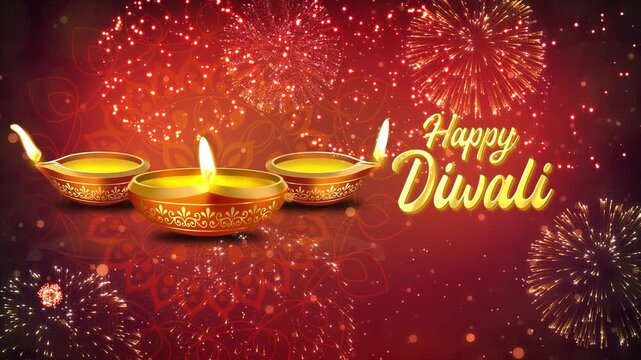 Diwali background animation suited for broadcast, commercials that can be used in Diwali Greeting videos, Deepavali, Dussera, Danteras, Shivratri, Navratri and other Indian Hindu Festival Videos also.