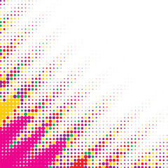 Colorful halftone dots gradient vector background with bright white space modern abstract polka pattern vibrant rainbow design confetti texture ideal for posters banners