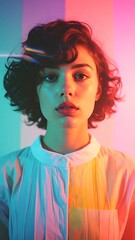 Portrait of a woman with vibrant lighting (5)