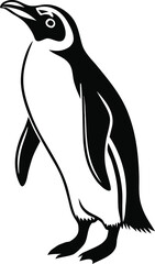 Fototapeta premium Penguin Silhouettes Vector, Cute Penguin Outline Illustration, Antarctic Bird Silhouette Design, Minimal Waddling Penguin Graphic