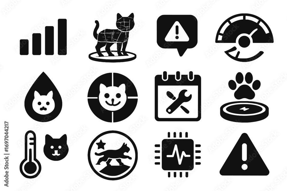 Aufkleber warning error activity health node bar tolerance spectrum icon pet recharge vector