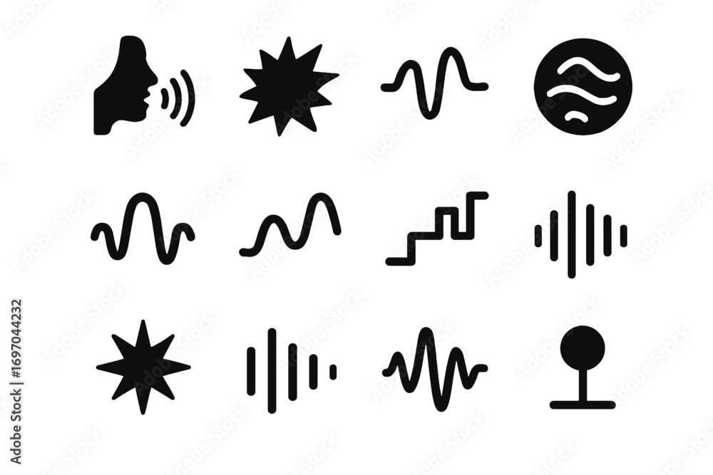 Aufkleber wave vector icon analyzer voice humming spark signal icons interference burst grid