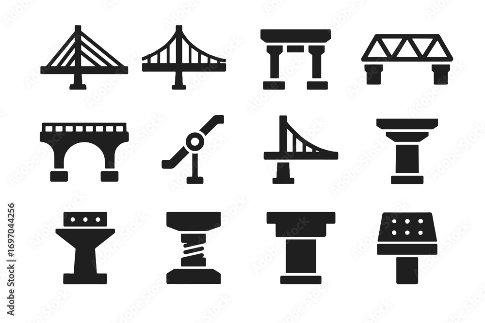 Poster foundation truss vector icon pier tension bridge icons segmented plate modular node