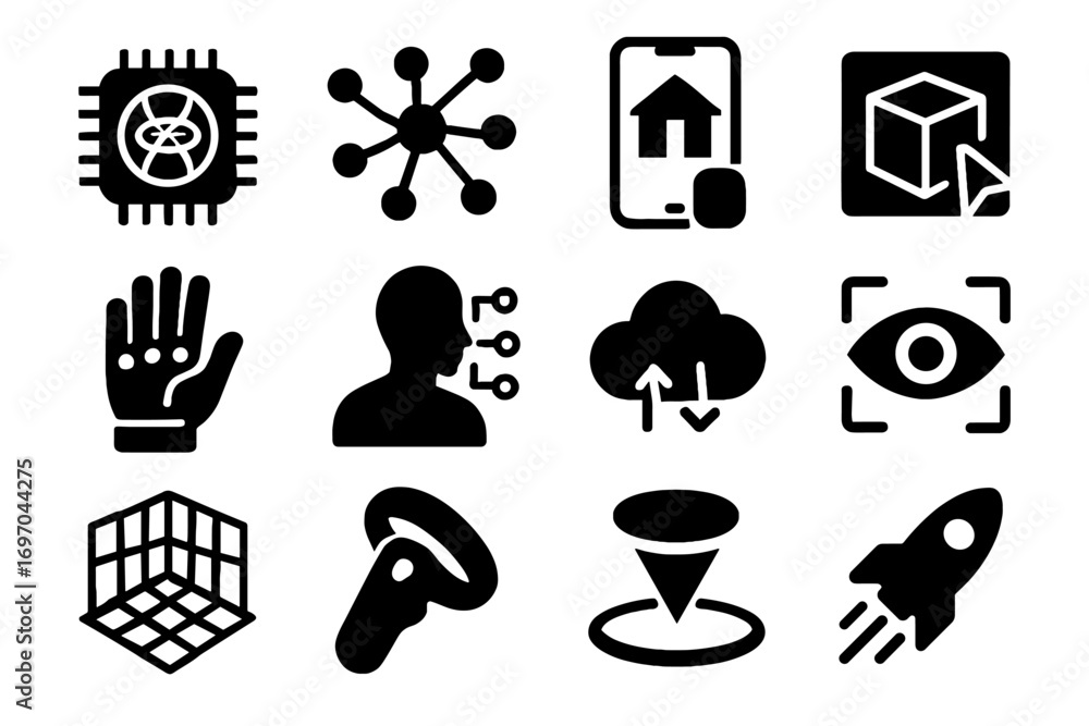 Aufkleber virtual network glove labs vector spatial machine tutor point booster ai icon