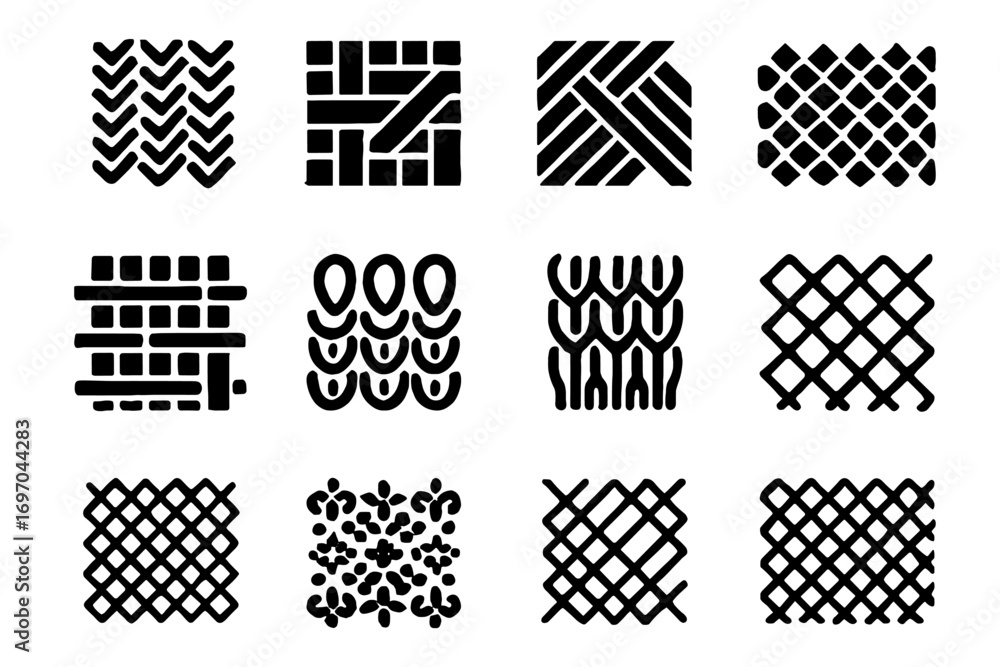 Poster thread textile vector jacquard lace structure ai weave texture grid pattern icon