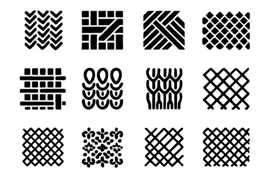 Thread textile vector jacquard lace structure ai weave texture grid pattern icon