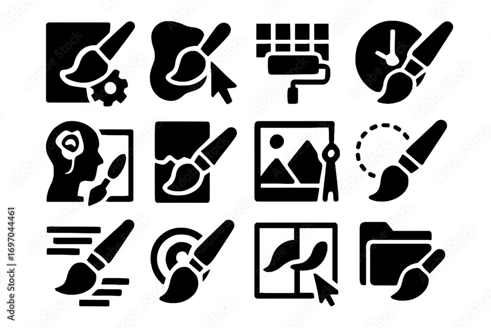 Poster background vector icons smart pattern painting icon guide page compliance automated creative