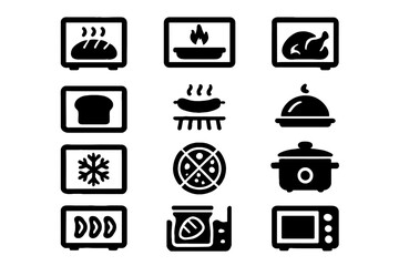 Icon oven vector custom dehydrator pizza defrost reheat icons function slow smart