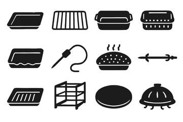 Crumb accessories tray skewer smart vector drip rack icon oven insert pan