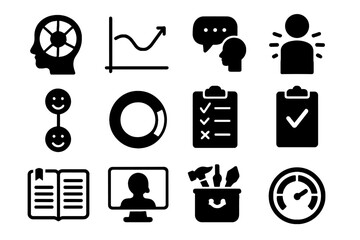 Icon resilience progress exercise health check behavior mental session coping vector breathing