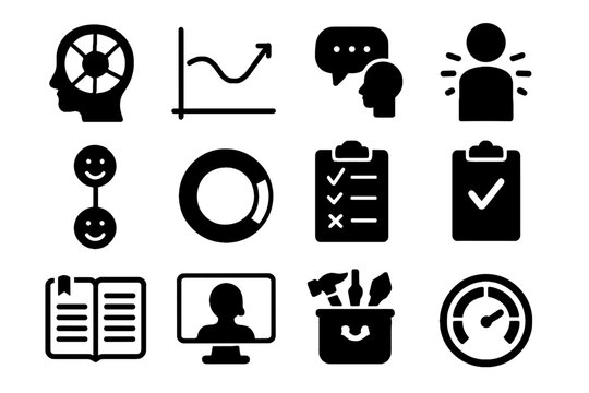 Icon resilience progress exercise health check behavior mental session coping vector breathing