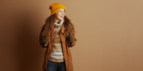 Joyful Woman in Winter Fashion Portrait