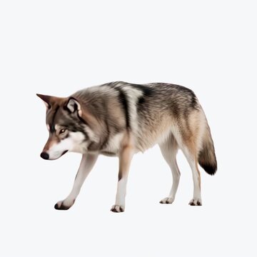 Majestic wolf standing alone animation isolated asset, transparent 4K video, alpha channel, ProRes 4444