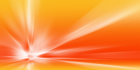 Obraz premium Sun ray orange background. Radial beam sunrise or sunset light retro design illustration. Light sunburst glowing background
