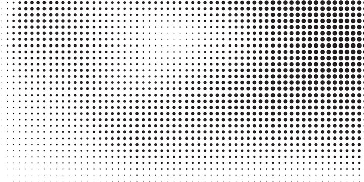Halftone gradient. Dotted gradient, smooth dots spraying and halftones dot background seamless horizontal geometric pattern vector template set modern circle background cover, header, business