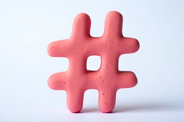 Fototapeta premium Pink Hashtag Symbol Made of Clay on a White Background