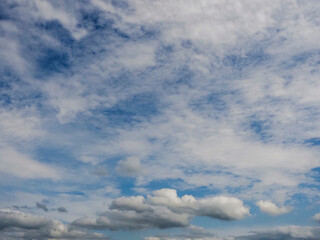 Blue cloudy sky. Nature background for design. Cloudscape.