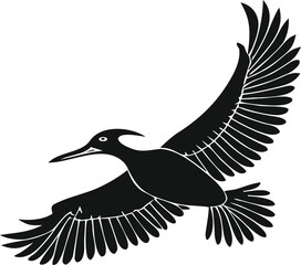 Obraz premium Stylized Night Heron Bird Silhouettes Vector, Elegant Heron Outline Illustration, Graceful Wading Bird Silhouette Design, Minimal Nocturnal Bird Graphic