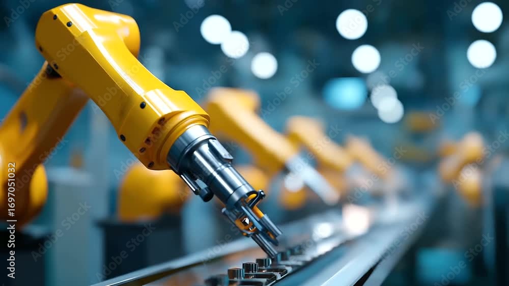 Poster robotic steel manufacturing line with precision welding arms and automated quality control systems s