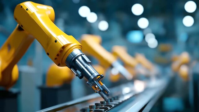 Robotic steel manufacturing line with precision welding arms and automated quality control systems showcasing smart factory technology and Industry 4.0 implementation in modern
