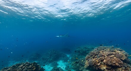 Fototapeta premium Sapphire ocean depths in a vast marine environment.