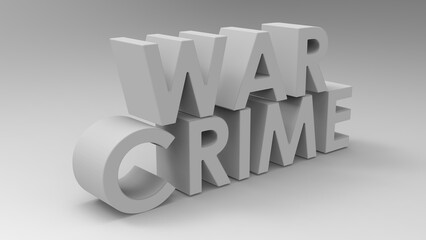 3D Typography Concept of War Crime in Bold Grey Letters on White Background. Stock image.