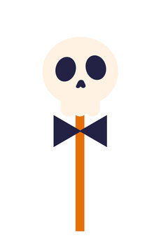 Halloween skull lollipop candy on stick, spooky sweet treats, creepy horror monster vector illustration, scary party decoration, haunted fun design, Halloween trick-or-treat sweets. High res PNG