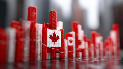 Vivid red and white bar chart showcasing Canadian pride with flags