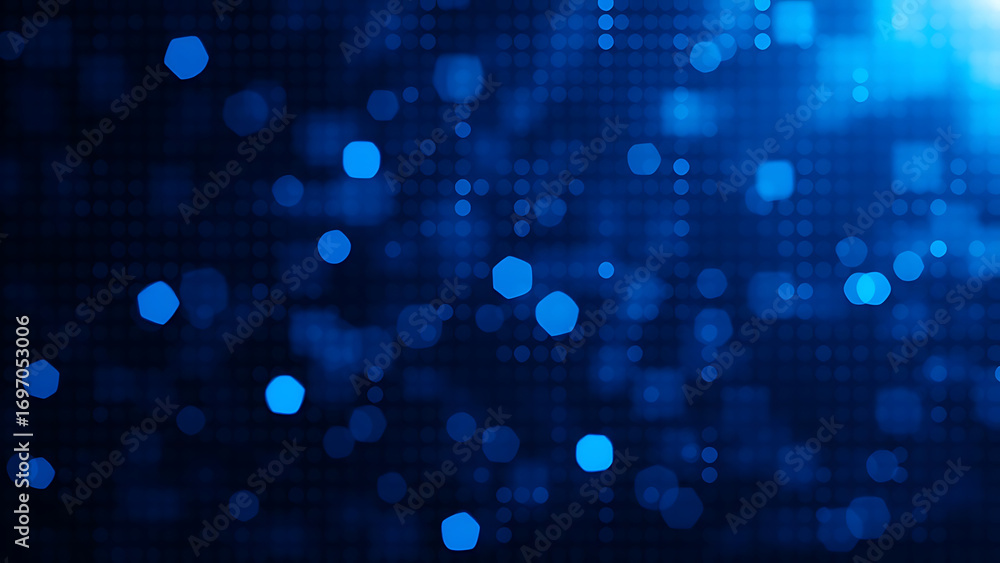 Aufkleber dark background with blue pixel pattern vector illustration of abstract bg with geometric square ele