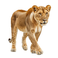Obraz premium Relaxed Lion Down on Transparent Background. Calm Lion in Natural Pose Isolated