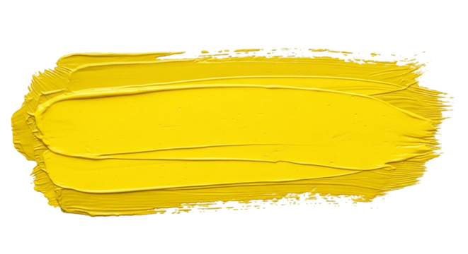 Vivid Yellow Acrylic Brushstroke on Black Modern Art Vibrant Texture Creative Painting on transparent background