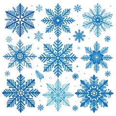 Winter snowflakes on white