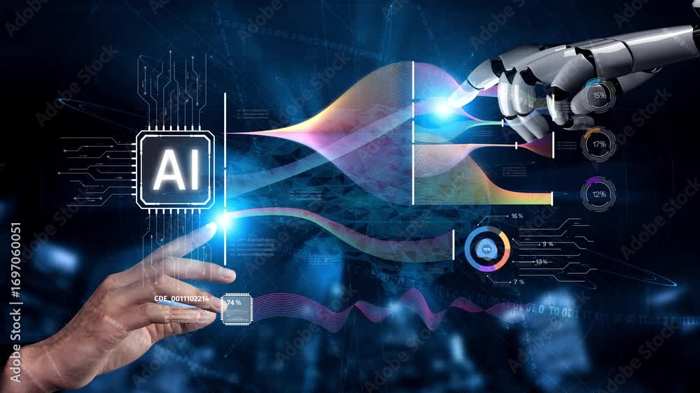 Aufkleber ai assistant brain processor with llm technology, big data, machine learning, generative ai for busi