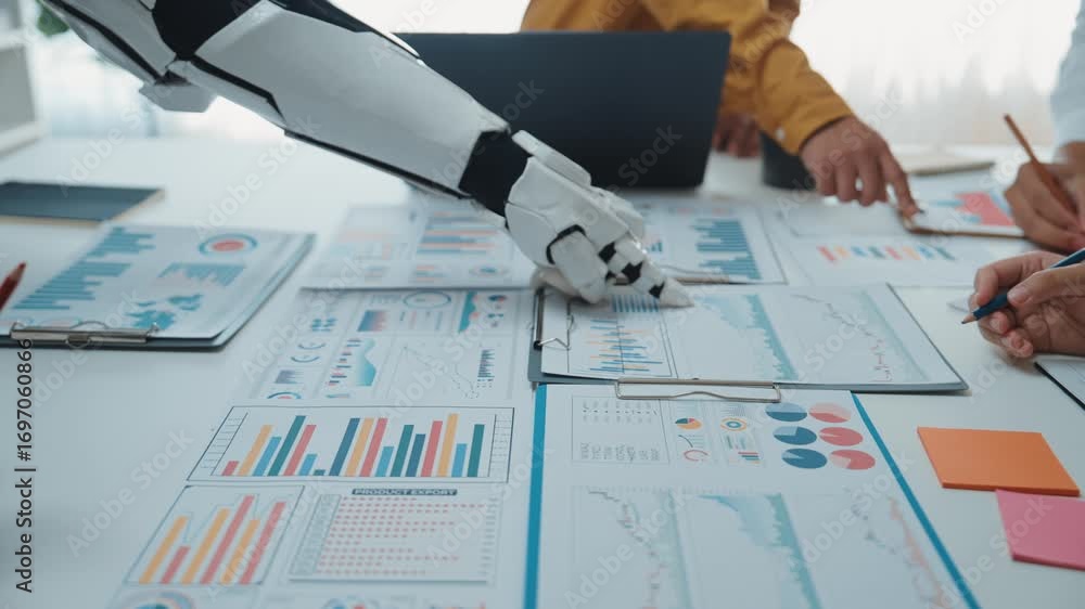 Poster ai-driven solutions helping business teams evaluate performance metrics and improve strategic busine