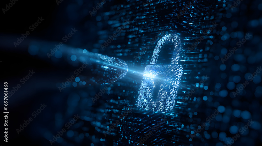 Poster cyber security access control data protection personl information privacy concpt. generative ai.