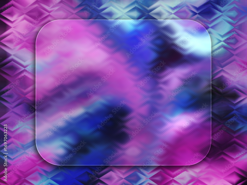 Poster modern glass morphism style background with transparent glossy frame in the center. perfect template