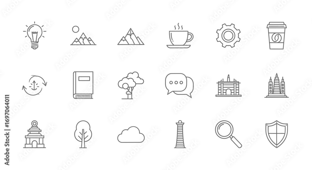 Poster Vector Icons Set of Diverse collection of thin line icons for multiple concepts. EPS Editable