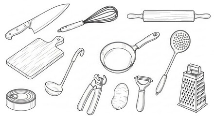 Essential Kitchen Utensils for Culinary Preparation and Cooking Tasks