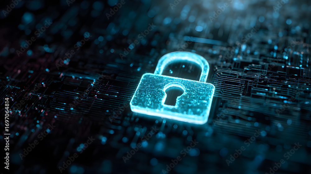Aufkleber cyber security.digital padlock icon,cyber security tchnology network and data rotection technology o