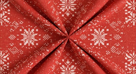 Red Christmas fabric with white snowflake festive pattern