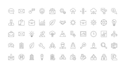 Vector Icons Set of Hand drawn thin line icon set for business technology and communication. EPS Editable