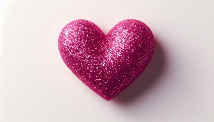 Fototapeta premium Shimmering pink heart shape on clean surface romantic symbol of love and affection
