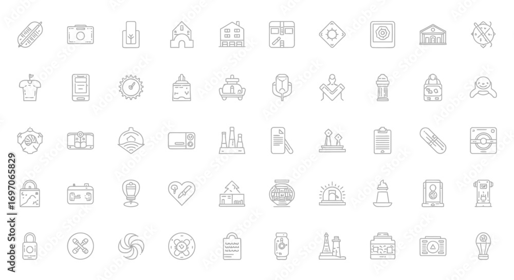 Poster vector icons set of simple outline vector icons collection for user interface design. eps editable