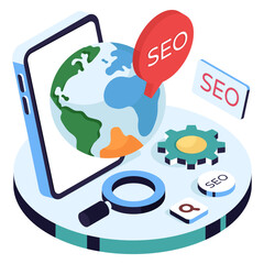 An editable design icon of seo chat